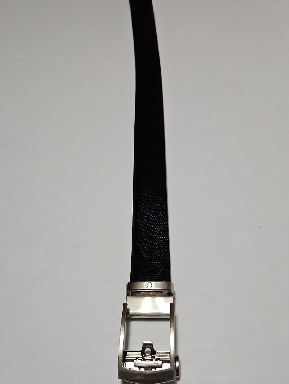 Nexbelt Classic Black Men's Leather Belt with Silver Buckle Size M - Picture 3 of 12
